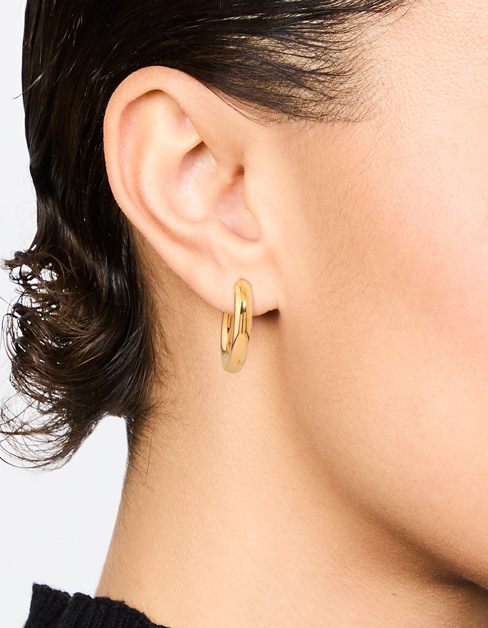 Waterproof Gold Plated Stainless Steel Thick Clicker Hoop Earrings 22 MM