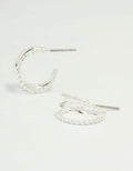 Silver Twisted & Plain Triple Hoop Earrings