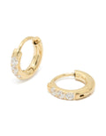 Waterproof Gold Plated Stainless Steel Diamante Hoop Earrings 10 MM