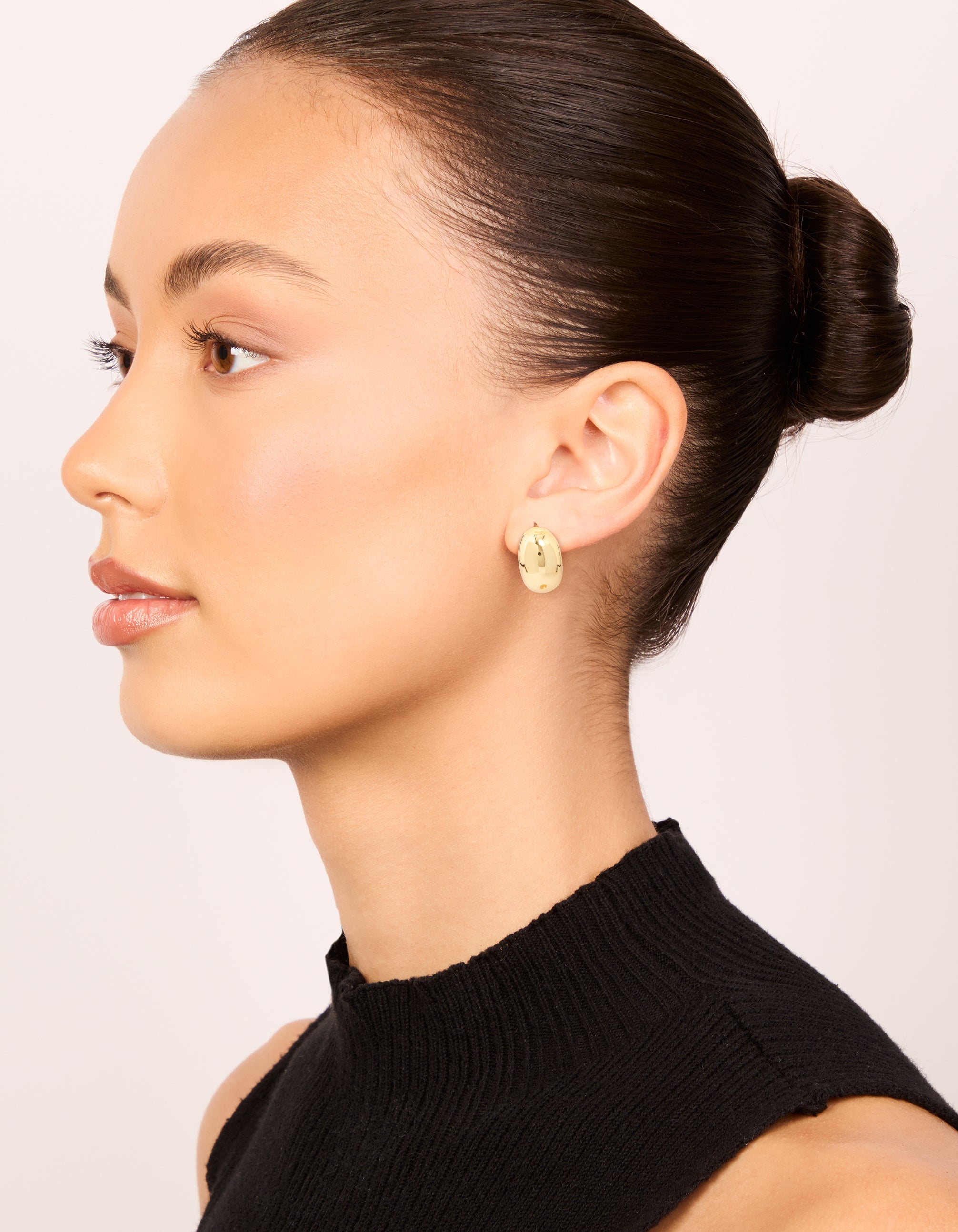 Gold Plated Brass Pebble Large Hoop Earrings